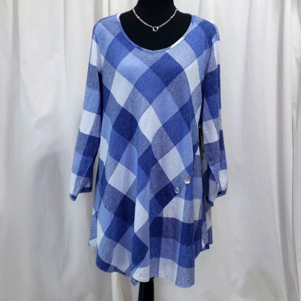 New with tags Ali Miles long sleeve v neck cotton/linen tunic dress size large